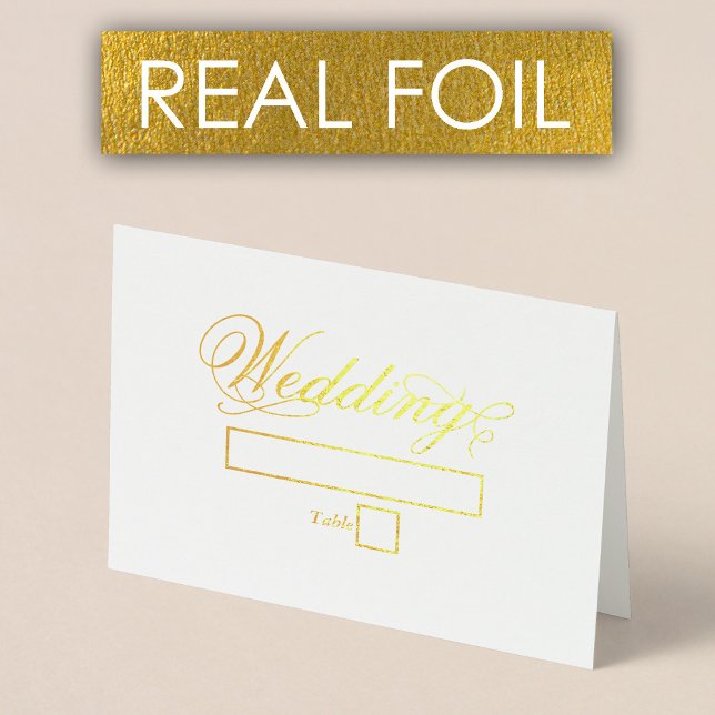 Metalizado Cartão Real Gold Foil Luxury Place (Real Gold Foil Luxury Wedding Place Card)