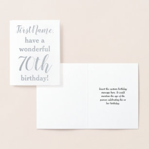 Metalizado Cartão simples do aniversário do 70 da folha de