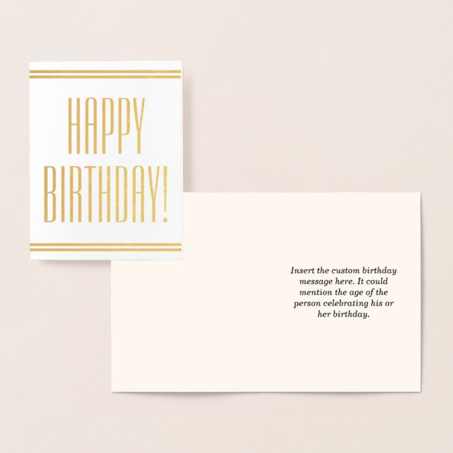 Metalizado Dapper Gold Foil "FELIZ ANIVERSÁRIO!" Cartão (Exibição)