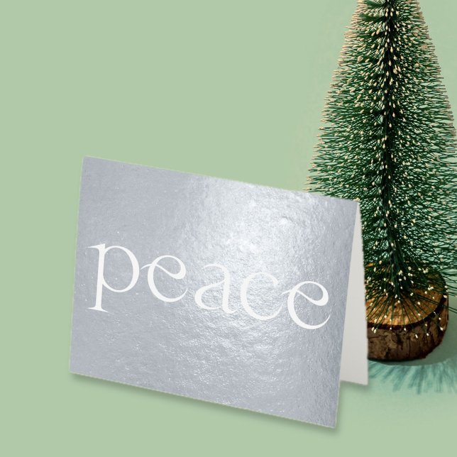 Metalizado deixe a paz brilhar o cartão de feriado (let peace shine foil simple elegant typography holiday card)
