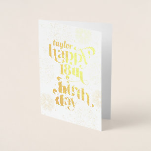 Metalizado Dourado Feliz 18.º Aniversário com Cartão Saudável