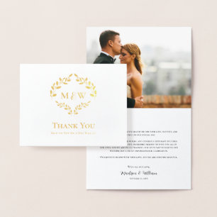 Metalizado Elegante Cartão de Agradecimento de Casamento com