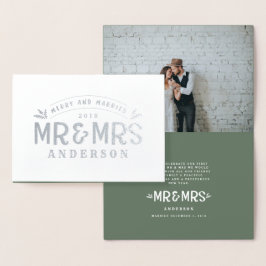 Metalizado Feliz e cartão com fotos de natal casado
