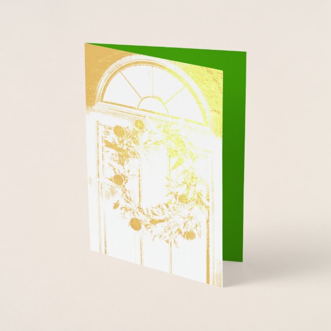 Metalizado Folha de Ouro Folha de Natal Feliz Cartão de Sauda (Frente)