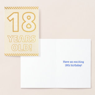 Metalizado Folha de Ouro Negra "18 ANOS!" Cartão de Aniversár