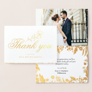 Metalizado lindo roteiro casamento obrigado cartão de foto