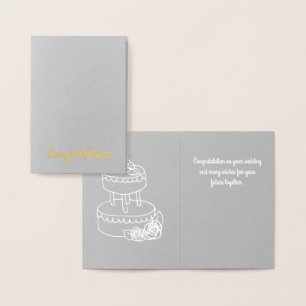 Metalizado Mini Cartão de Casamento Elegante