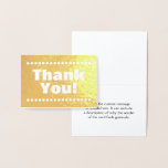 Metalizado Mínimo, personalizável "Obrigado!" Cartão<br><div class="desc">Este design de cartão de saudação do obrigado apresenta a mensagem "Obrigado!" na frente,  em folha de ouro,  juntamente com uma mensagem personalizável no dentro. Também apresenta formas quadradas decorativas. Poderia ser usado para oferecer obrigados a alguém que fez um ato especial.</div>