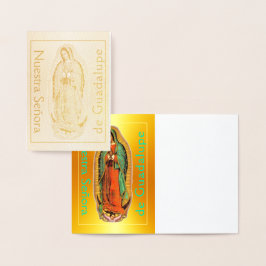 Metalizado Nuestra Señora de Guadalupe Cartão Folha de Ouro