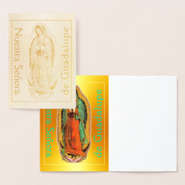 Metalizado Nuestra Señora de Guadalupe Cartão Folha de Ouro