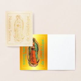 Metalizado Nuestra Señora de Guadalupe Cartão Folha de Ouro