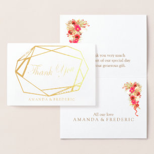 Metalizado REAL Gold Foil & Flower OBRIGADO A SEU Cartão de C