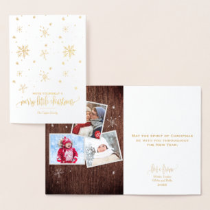 Metalizado Rustic Snowflake 3 Cartão Fotográfico de Natal