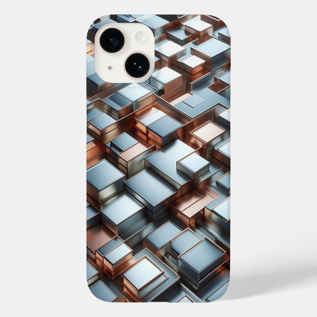 Metallic 3D Block Phone Case - Industrial Silver  (Verso)