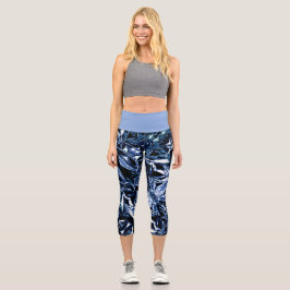 Metallic Abstract 101 Deep Navy Capri Leggings