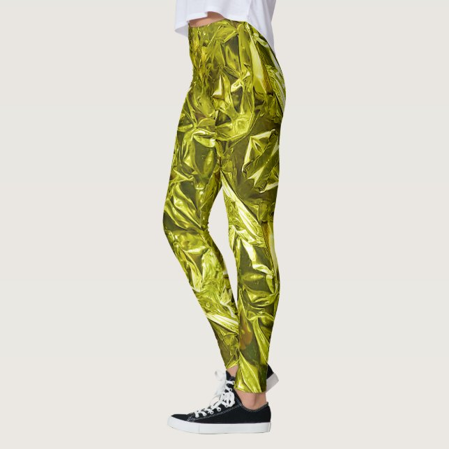 Metallic Abstract 101 Lime Green Leggings (Esquerda)