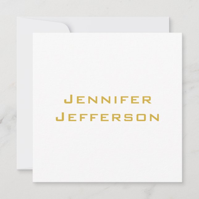 Metallic Gold & White Professional Modern Card (Frente)