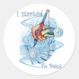 Meu adesivo redondo clássico de pintura