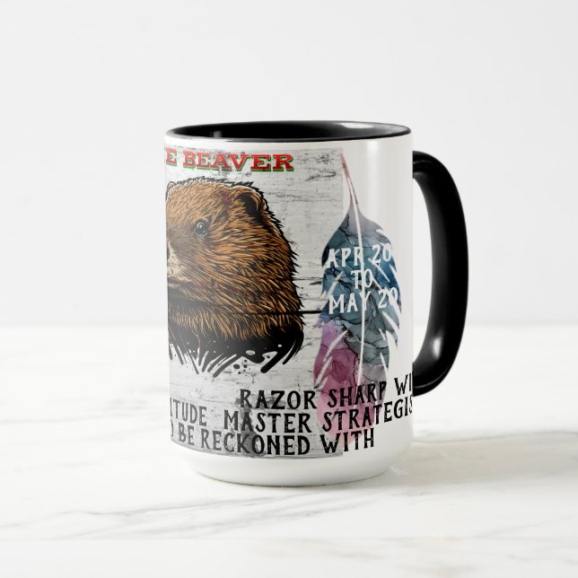 "Meu Animal Espiritual" Caneca de Café do Castor (Frente Esquerda)