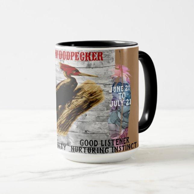 "Meu Animal Espiritual" Caneca de Café do Pica-Pau (Frente Esquerda)