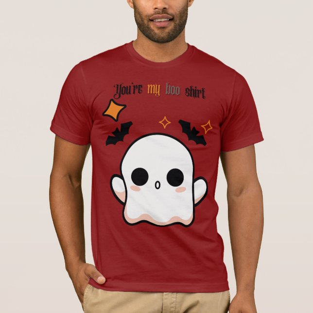 "Meu Boo" Gótico Halloween Ghost T-Shirt - Spooky  (Frente)
