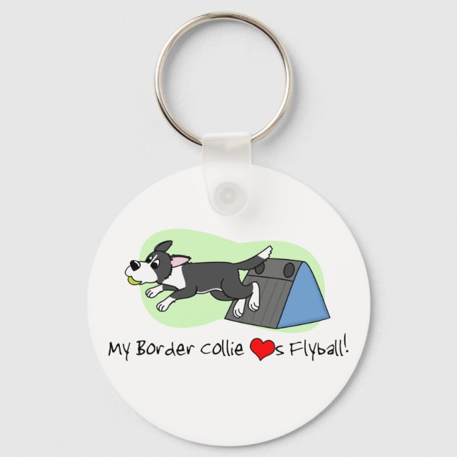 Meu Border Collie ama Flyball Chaveiro (Frente)
