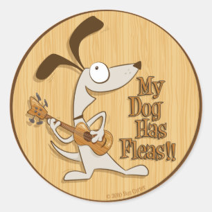 Meu cão tem pulga - etiqueta redonda do ukulele