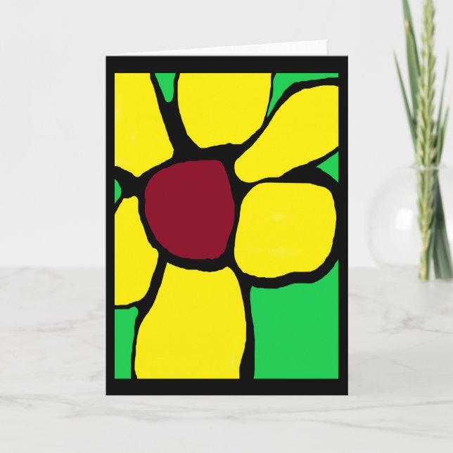 Meu Cartão Abstrato de Flor Amarela (Frente)