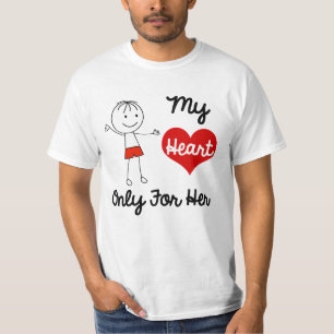 Meu coração somente para ele o t-shirt dos homen