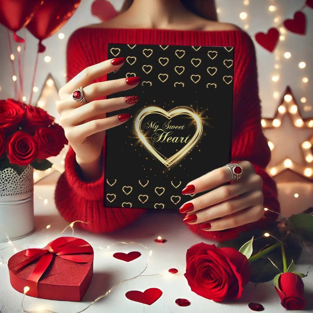 Meu doce Cartões de agradecimentos preto Dourado (Criador carregado)