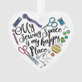 Meu espaço Sewing é meu ornamento feliz do lugar