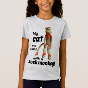 Meu Gato Fugiu Com Um Macaco-Meia! Camisetas engra