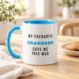 Meu neto favorito Caneca Azul Engraçada para Avô o