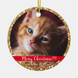 Meu ornamento cerâmico de ouro de Natal Pet