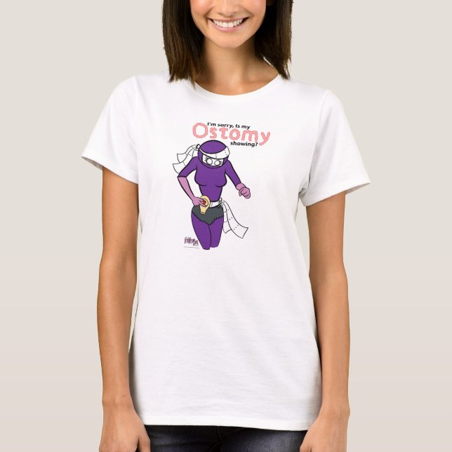 Meu ostomy está mostrando? T-shirt (Frente)