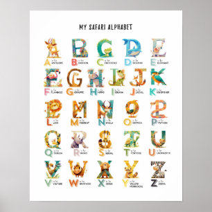 Meu Poster educacional Safari Animal Alphabet