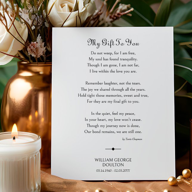 Meu presente para você Poster do Memorial do Poema (Funeral Poem for memorial service decor and keepsake by Darling & May)