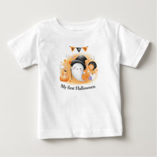 Meu primeiro camiseta do bebê fantasma do dia das