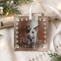 Meu Primeiro Natal Foto Personalizada do Gato Pet