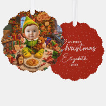 Meu Primeiro Natal Santas Pequeno Ajuda Foto
