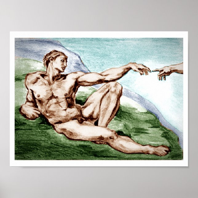 Meu próprio desenho do Adam Poster de Michelangelo (Frente)