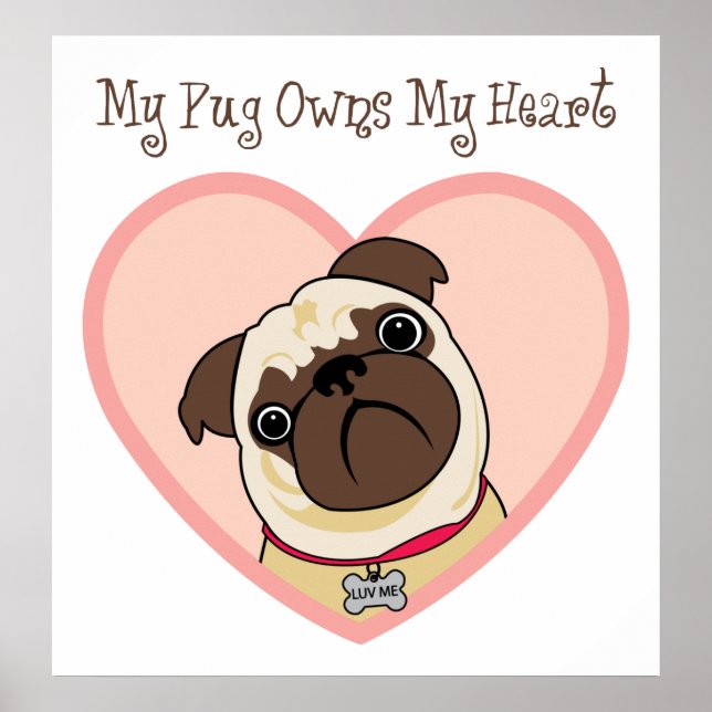 Meu Pug é dono de meus Posters e Impressões do cor (Frente)