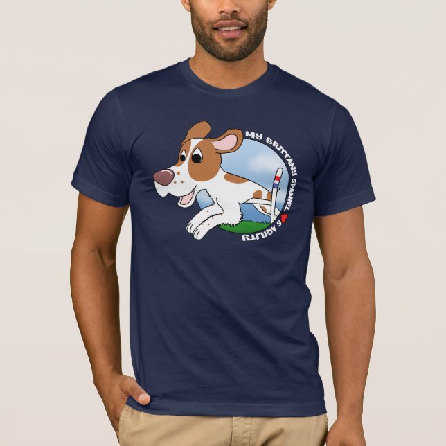 Meu Spaniel de Brittany ama o t-shirt da (Frente)