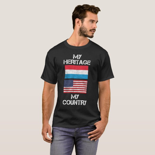 Meu t-shirt do americano de Luxemburguês do país (Frente Completa)