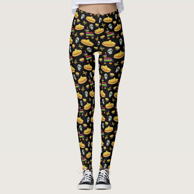 Mexican Fiesta & Día de Muertos Leggings (Frente)
