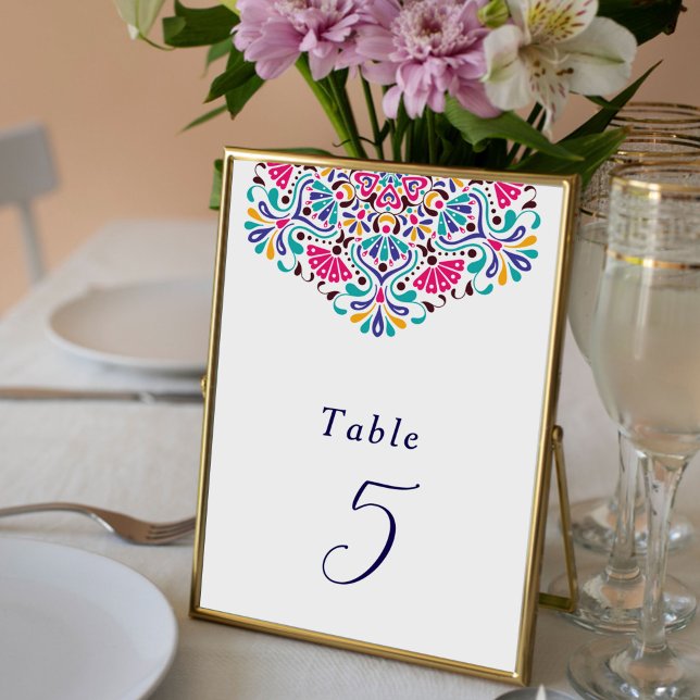 Mexican Fiesta Rainbow Wedding Tabletop Sign (Criador carregado)