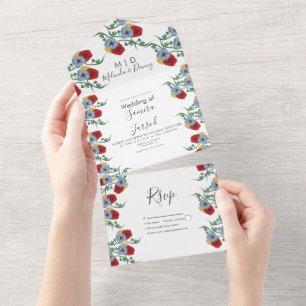 Mexican Florals Red Blue Botanicals Wedding 