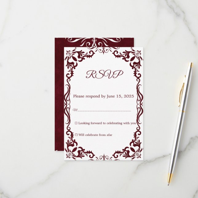 Mexican Papel Picado Wedding RSVP Card (Frente/Verso In Situ)