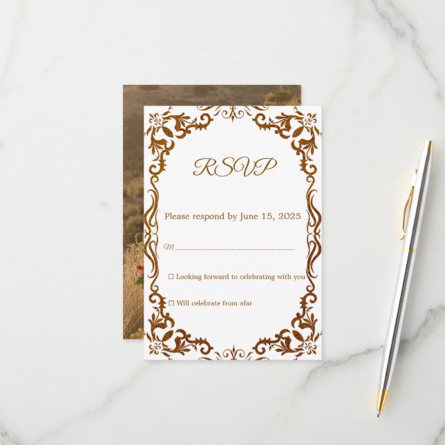 Mexican Papel Picado Wedding RSVP Card (Frente/Verso In Situ)