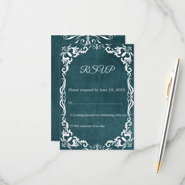 Mexican Papel Picado Wedding RSVP Card (Frente/Verso In Situ)